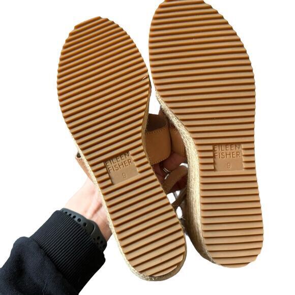 Eileen Fisher Wali Espadrille Wedge Sandals Latte Tan Size 9 - Picture 9 of 11